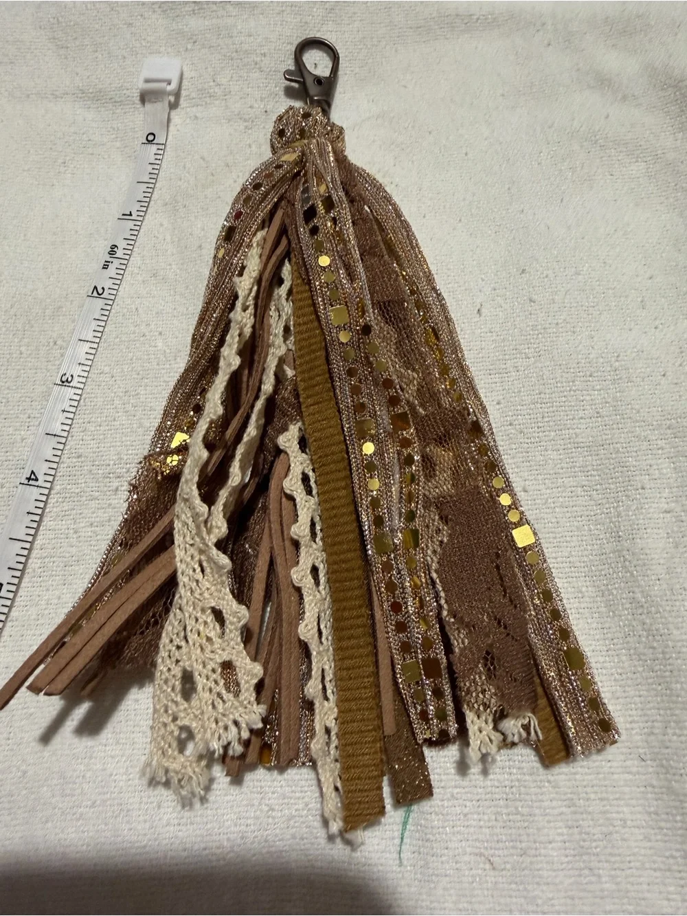 Brown & Gold Tassel Keychain with Hook